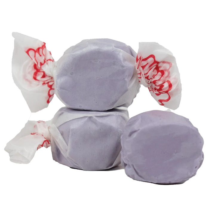 light purple taffy kiss wrapped in white paper