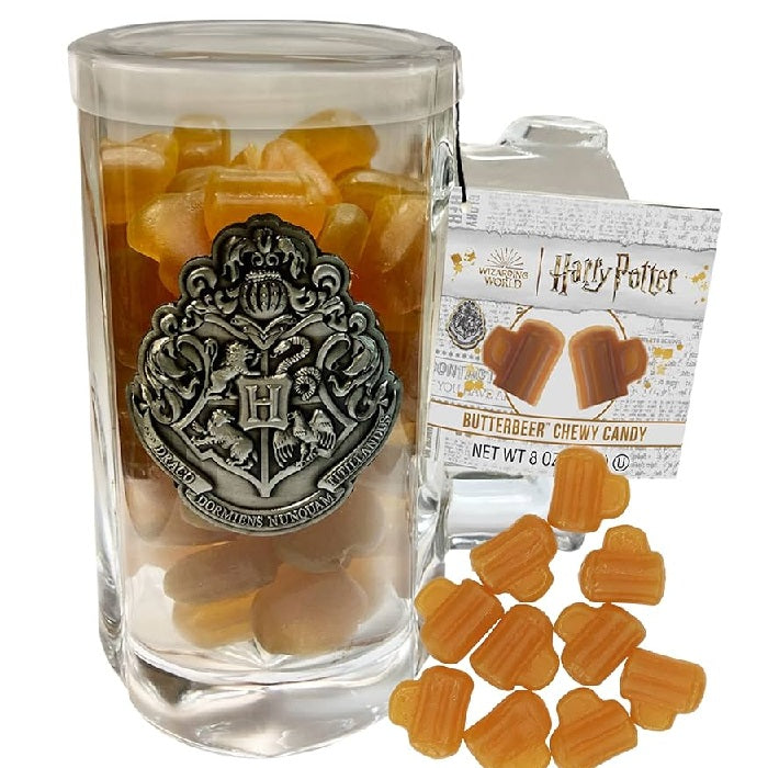 Jelly Belly Harry Potter Butterbeer Chewy Candy Glass Mug-Half Nuts-Half Nuts