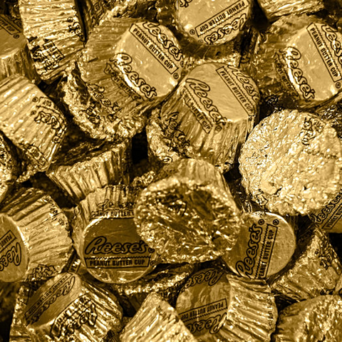 Reese's Peanut Butter Cup Gold Foiled Miniatures-Half Nuts-Half Nuts