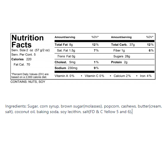 Mackinac Island Popcorn - Caramel Cashew-Half Nuts-Half Nuts