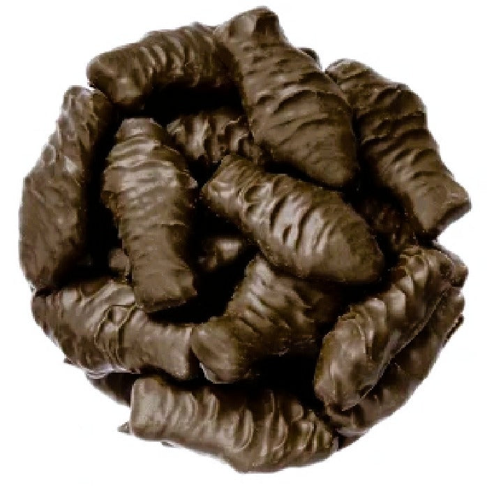 Dark Chocolate Covered Red Gummi Fish-Half Nuts-Half Nuts