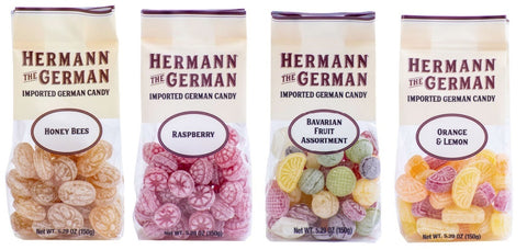 Hermann the German Hard Candies-Half Nuts-Raspberry-Half Nuts