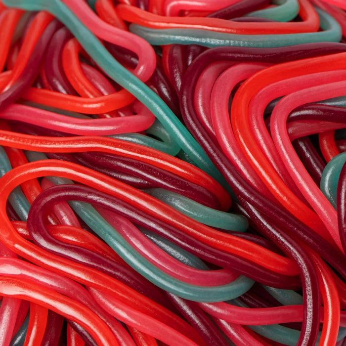 pink, purple, red and blue skinny licorice laces