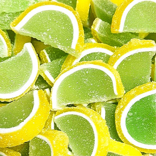 Jelly Fruit Slices - Lemon-Lime-Half Nuts-Half Nuts