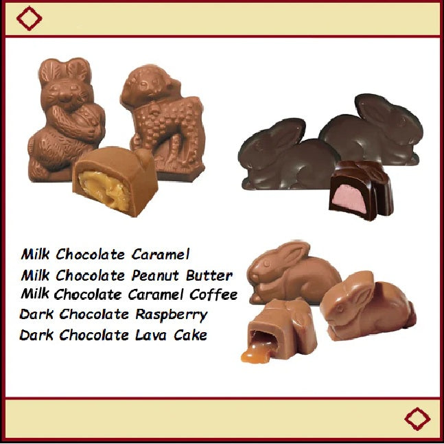 Chocolate Easter Minuettes-Half Nuts-Milk Chocolate Caramel-Half Nuts