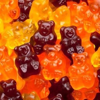Purple, Orange and Yellow gummi bears