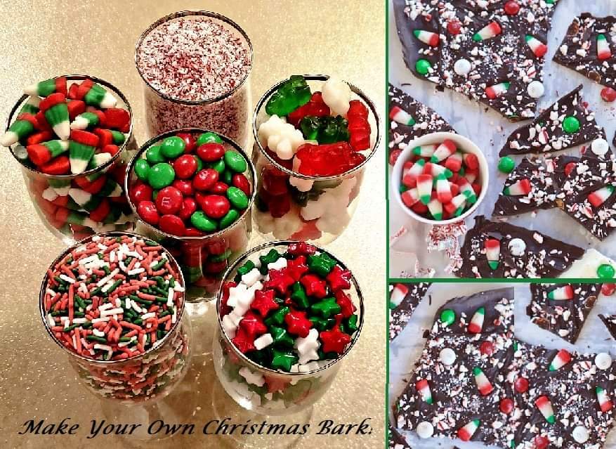 Make Your Own Chocolate Christmas Bark-Half Nuts-Milk-Milk-Red and Green Reindeer Corn-Half Nuts