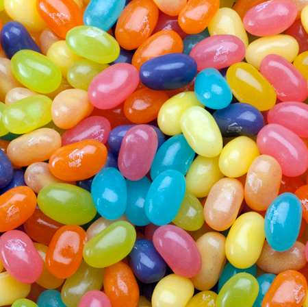 Jelly Belly Spring Mix jelly belly beans in pink, purple, blue, yellow, and orange