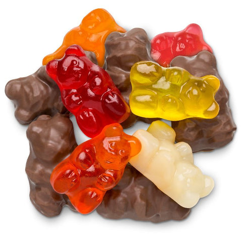 Chocolate Gummi Bears-Half Nuts-Half Nuts